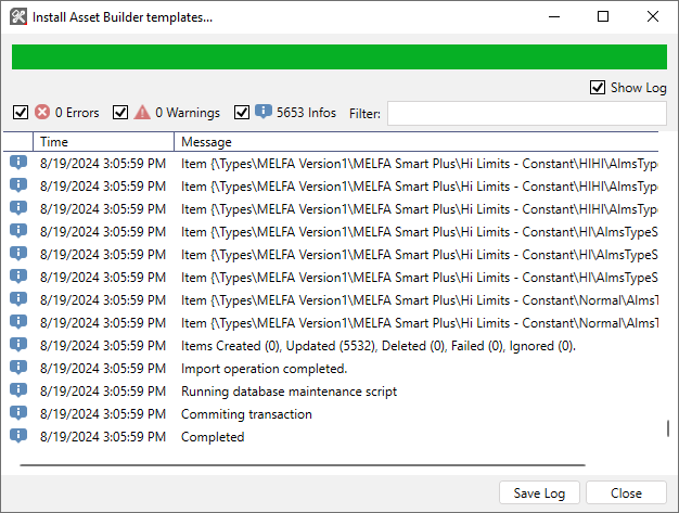 Template device class installation execution screen